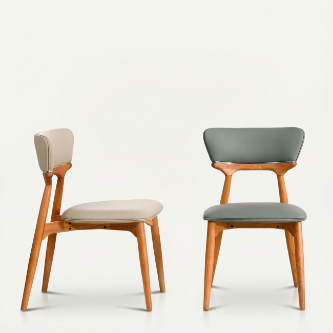 크로프 애쉬 원목 실리콘레더 식탁의자