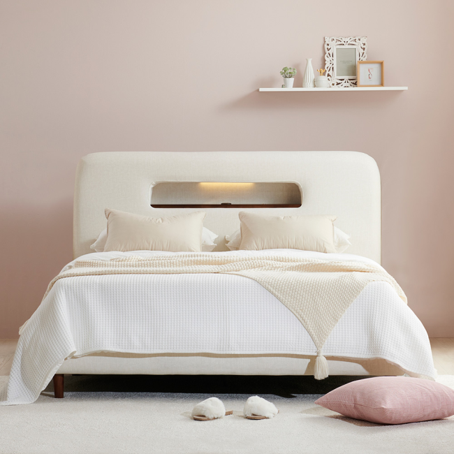 포르티 아쿠아텍스 패브릭 LED 호텔 평상형 침대(킹)