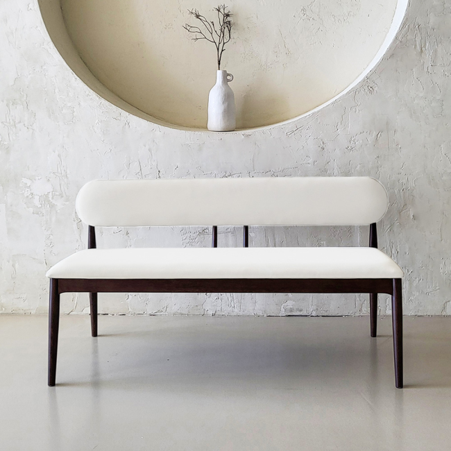 마르시 실리콘레더 원목 3인 벤치 의자