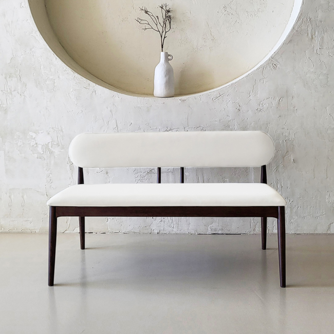 마르시 실리콘레더 원목 2인 벤치 의자