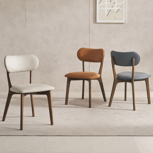 에킨스 애쉬 원목 실리콘레더 식탁 의자