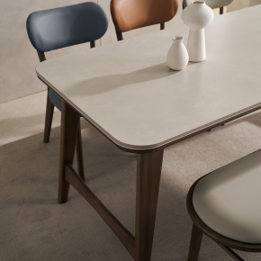 피어몬 애쉬 원목 양면 포세린 세라믹 6인 식탁세트(벤치1개+의자3개)