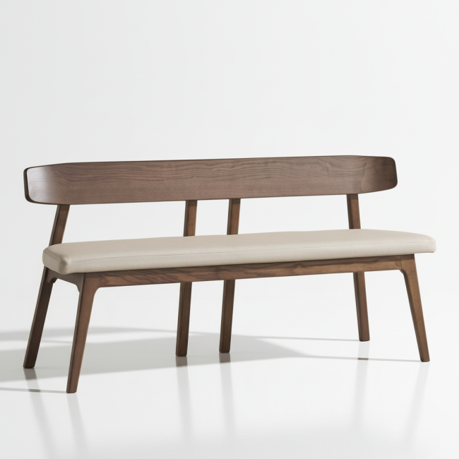 피어몬 애쉬 원목 실리콘레더 3인 벤치 의자