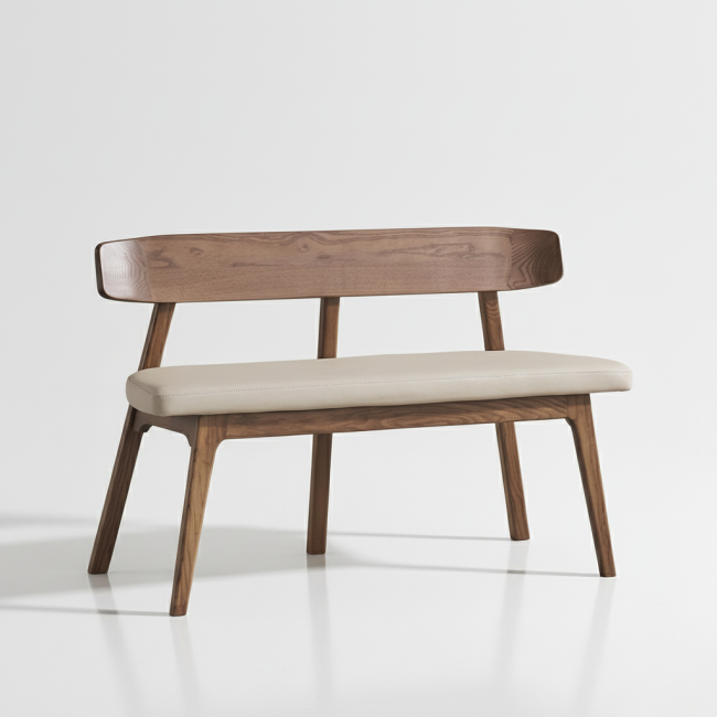 피어몬 애쉬 원목 실리콘레더 2인 벤치 의자