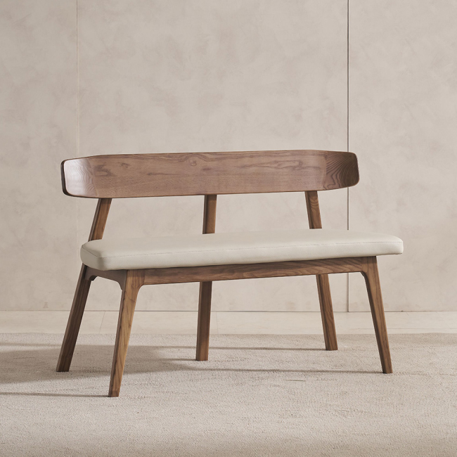 피어몬 애쉬 원목 실리콘레더 2인 벤치 의자