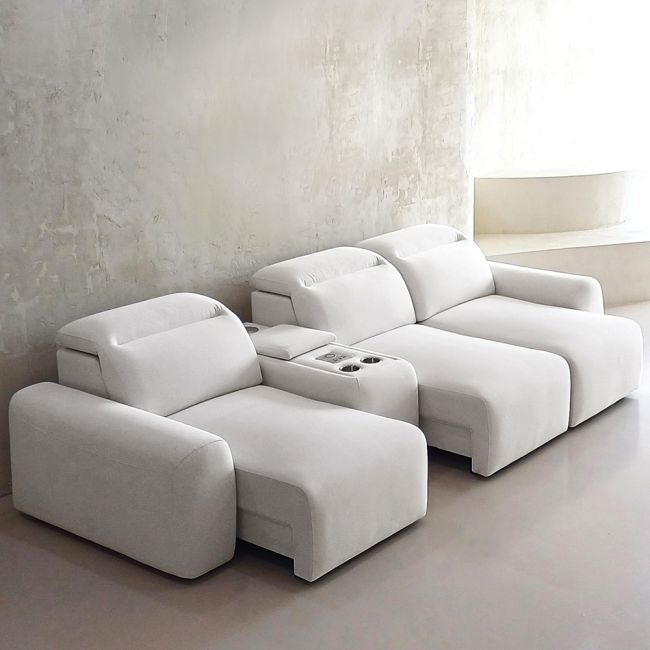 레이프 모션 슬라이딩 타이보 아쿠아텍스 4인 리클라이너 소파+컵홀더