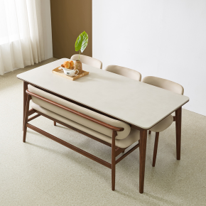 메릴본 원목 양면 포세린 세라믹 6인 식탁세트(벤치1개+의자3개)