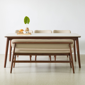 메릴본 원목 양면 포세린 세라믹 6인 식탁세트(벤치1개+의자3개)