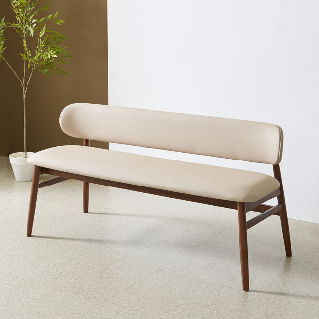 메릴본 원목 실리콘레더 가죽 2인 등받이 벤치 의자