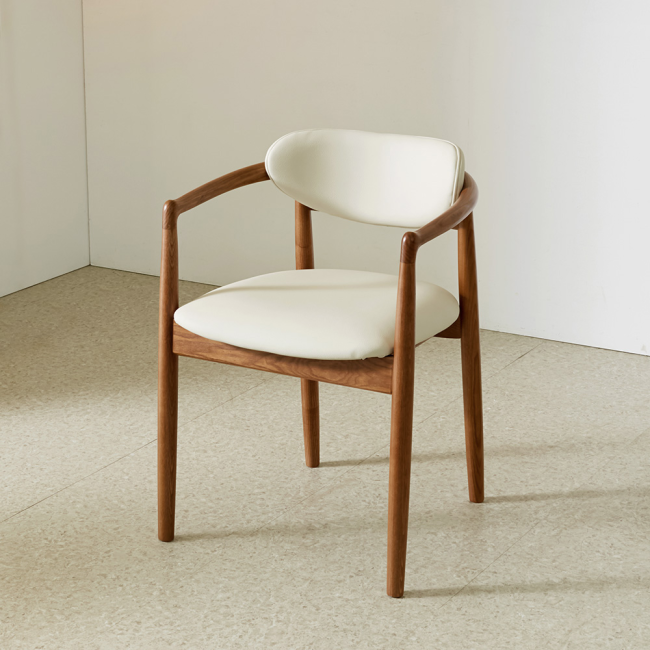 아벨스 애쉬 원목 실리콘레더 가죽 팔걸이 식탁 의자