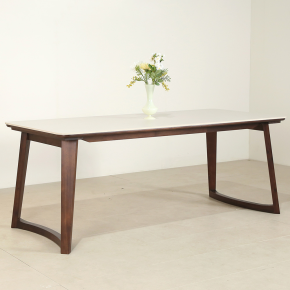 레스튼 원목 포세린 세라믹 6인 낮은 식탁세트(벤치1개+의자3개)