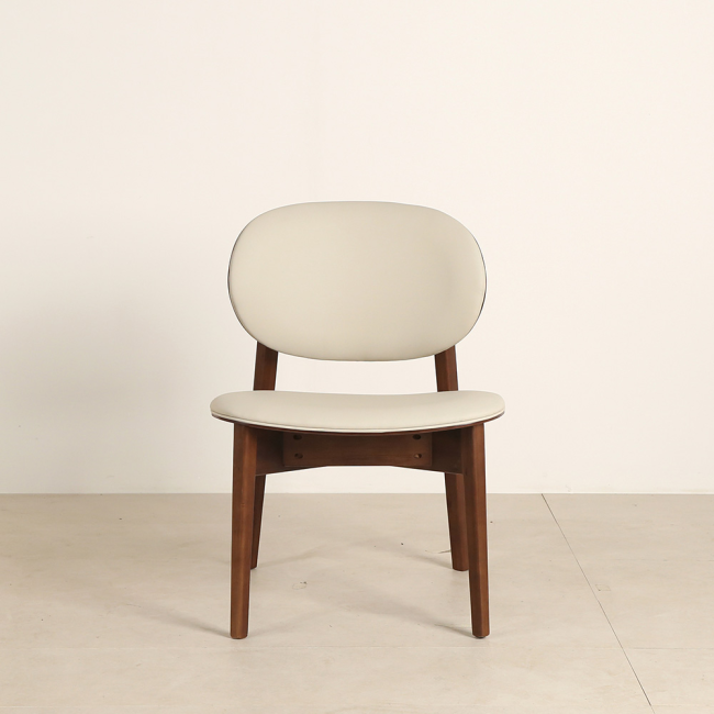 레스튼 아시아월넛 원목 극세사 가죽 낮은 식탁 의자