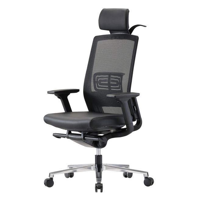 아이언 천연소가죽 메쉬 목받침 옷걸이 학생 사무용 컴퓨터 의자 IRN-400L