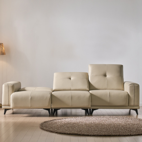 더스빌 하이브리드 레더 모션 슬라이딩 무빙 침대 4인 리클라이너 소파