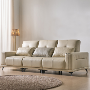 더스빌 하이브리드 레더 모션 슬라이딩 무빙 침대 4인 리클라이너 소파