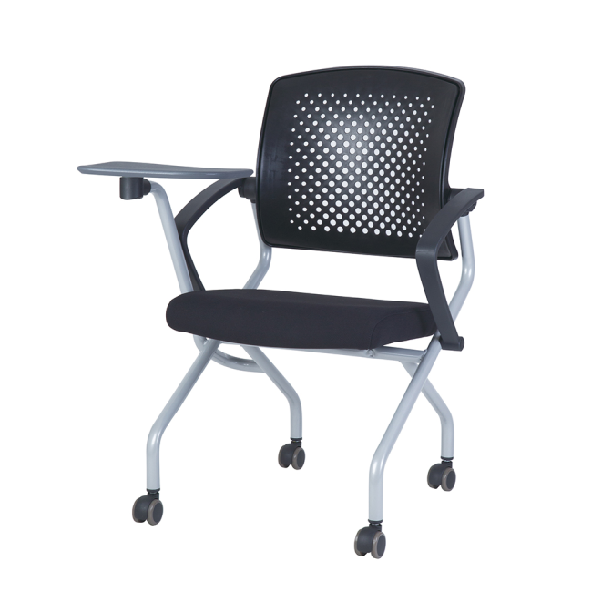 루트 C형 수강용 바퀴 블랙팔걸이 폴딩좌판 학원 강의실 의자 RO-226C