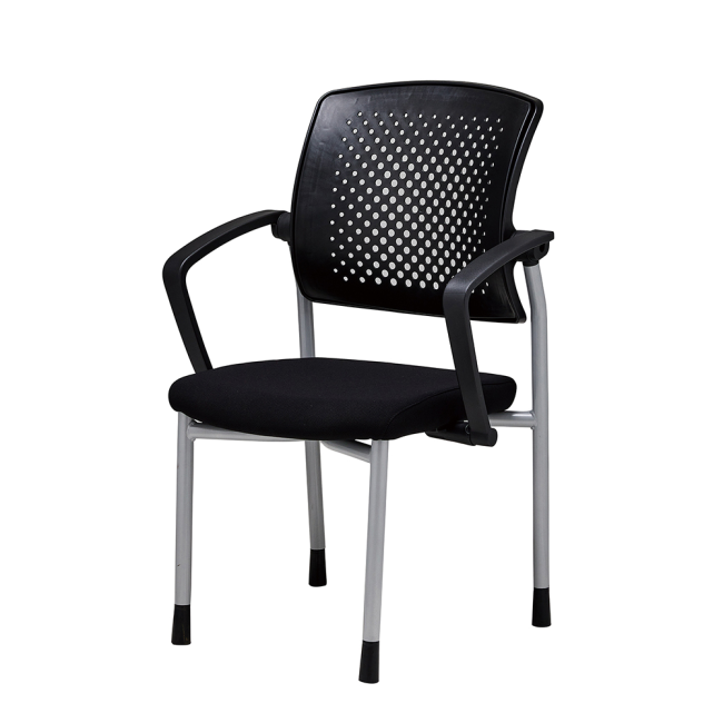 루트 C형 스타킹 블랙팔걸이 틸팅 회의용 사무용 의자 RO-229