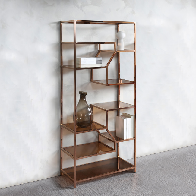 루들로 스텐 로즈골드 강화유리선반 장식장 진열장 책장
