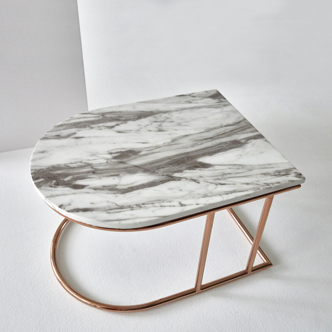 레브튼 스텐 로즈골드 대리석 거실 소파 테이블 협탁