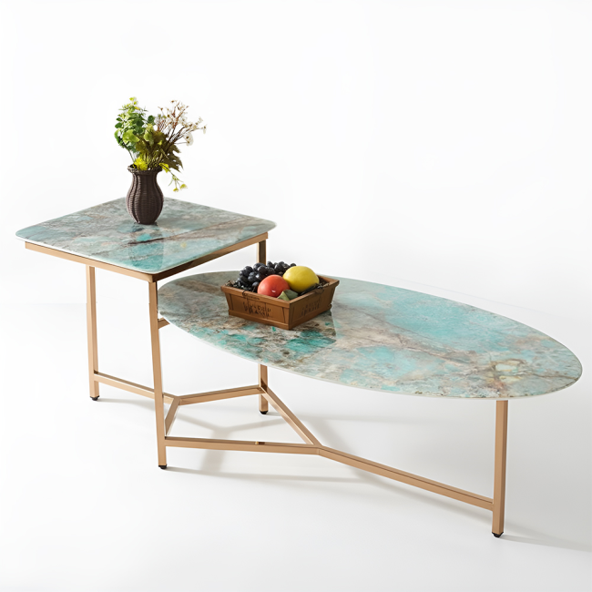 오라노 듀얼 대리석 스텐 스틸 거실 소파 테이블