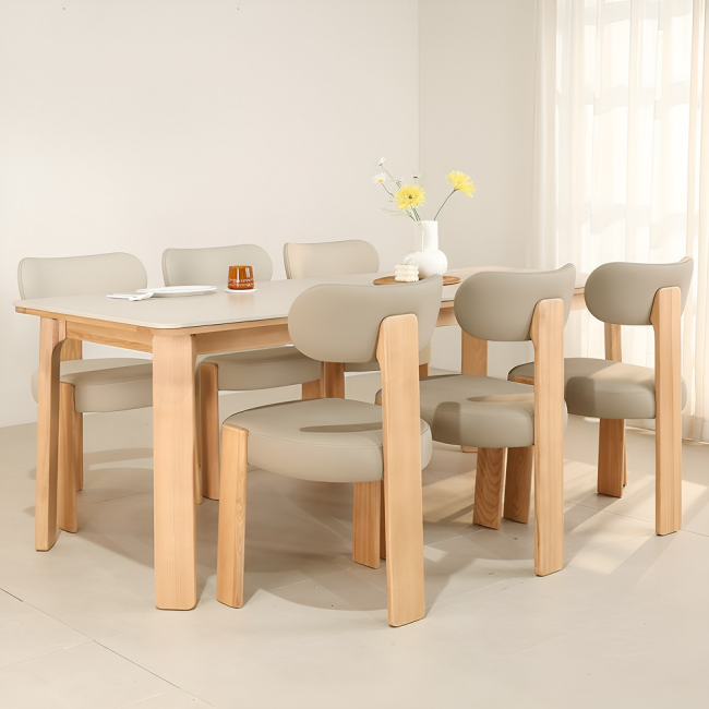 네브라 애쉬원목 포세린 세라믹 200cm 6인 식탁세트(의자6개)