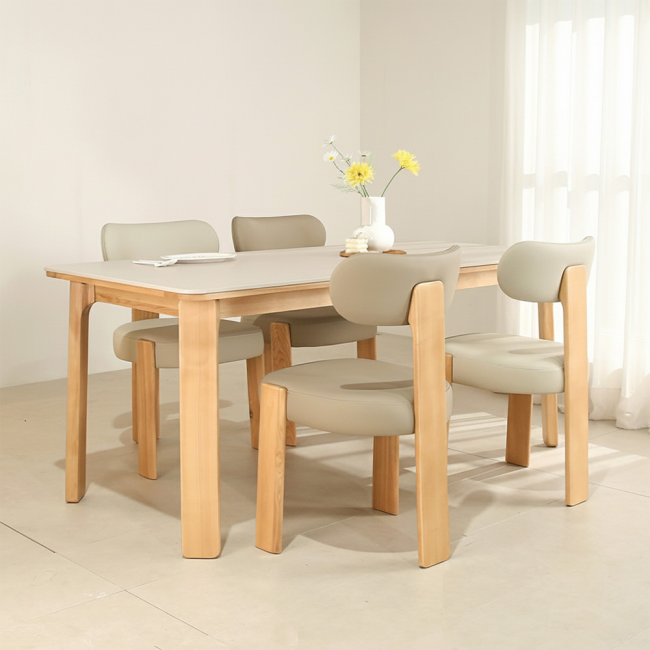 네브라 애쉬원목 포세린 세라믹 160cm 4인 식탁세트(의자4개)