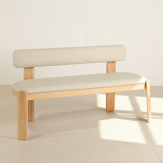 네브라 애쉬원목 가죽 3인 식탁 벤치 의자