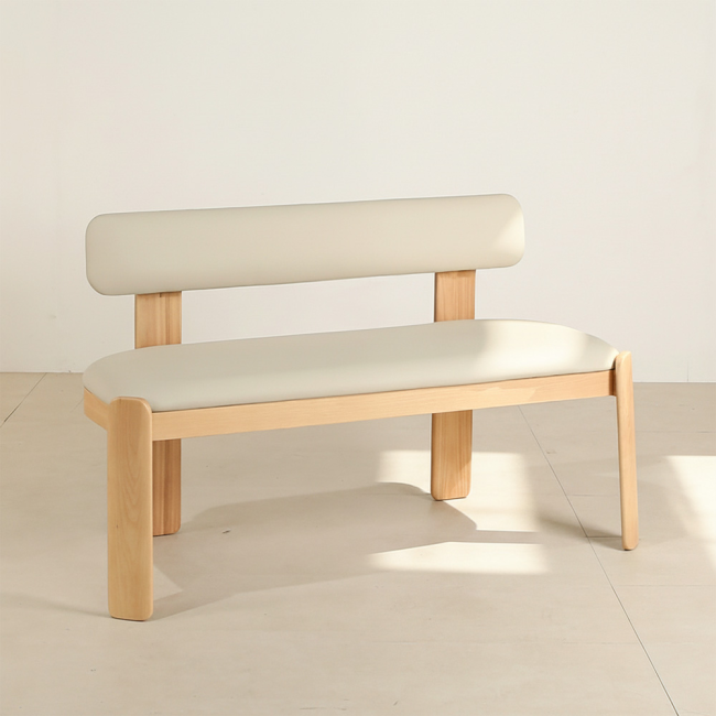 네브라 애쉬원목 가죽 2인 식탁 벤치 의자