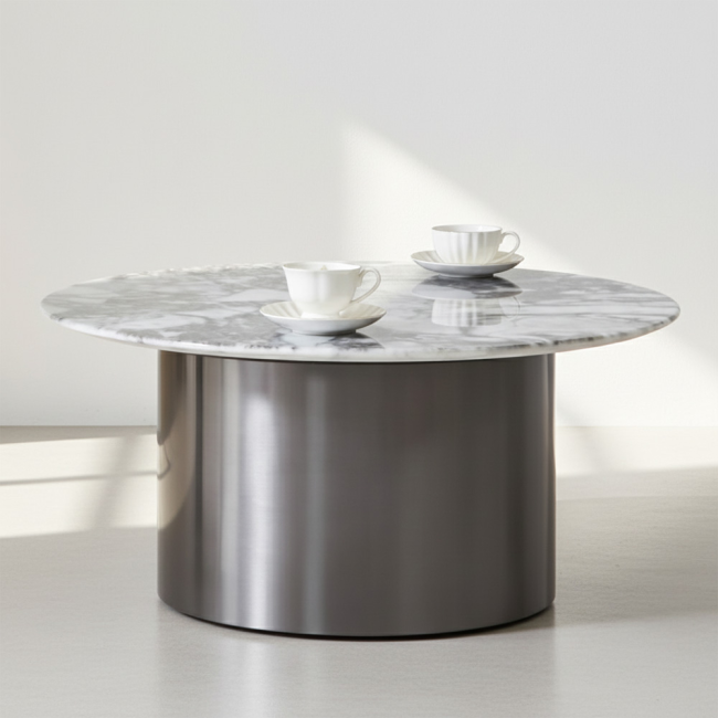 로바노 원형 대리석 스텐스틸 거실 소파 테이블 L