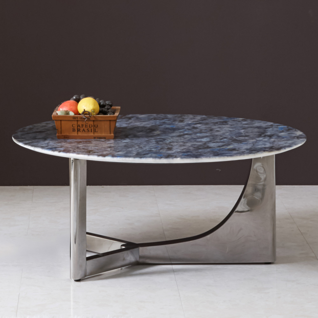 마브로 원형 듀얼 대리석 스텐 스틸 거실 소파 테이블 L