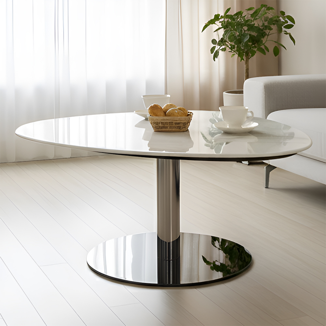 엘로나 듀얼 대리석 스텐 스틸 거실 소파 테이블 L