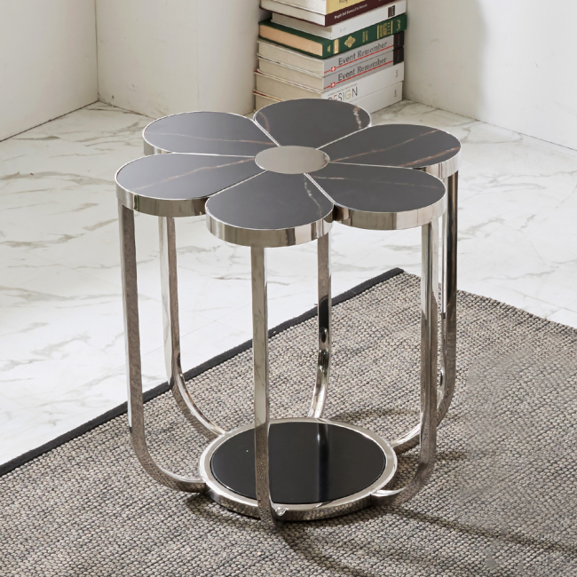 지로나 듀얼 포세린 세라믹 스텐스틸 거실 소파 테이블 S