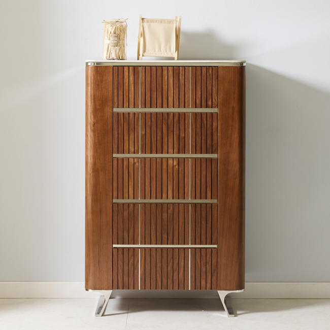 루마노 갤러리 포세린 통세라믹 월넛 5단 서랍장