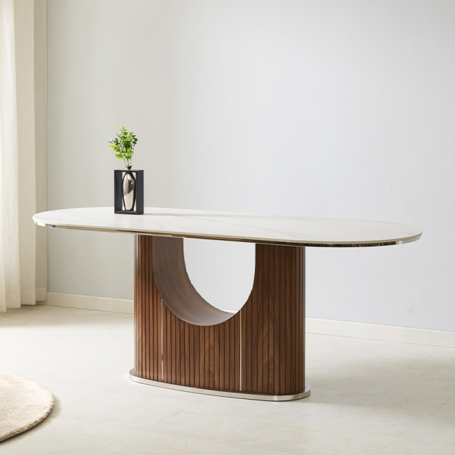 루마노 갤러리 포세린 통세라믹 월넛 와이드 1900 6인 식탁 테이블