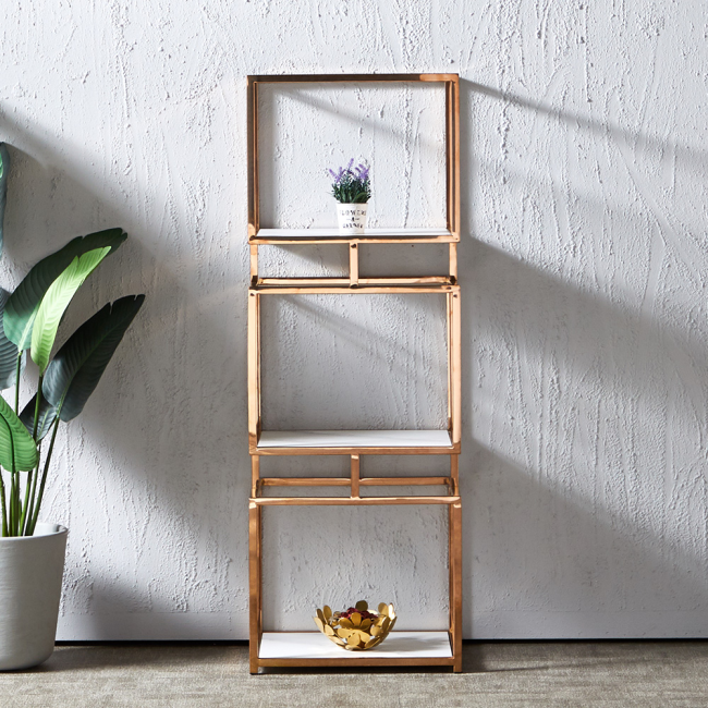 테브로 로즈골드 포세린 세라믹 3단 선반 장식장 진열장