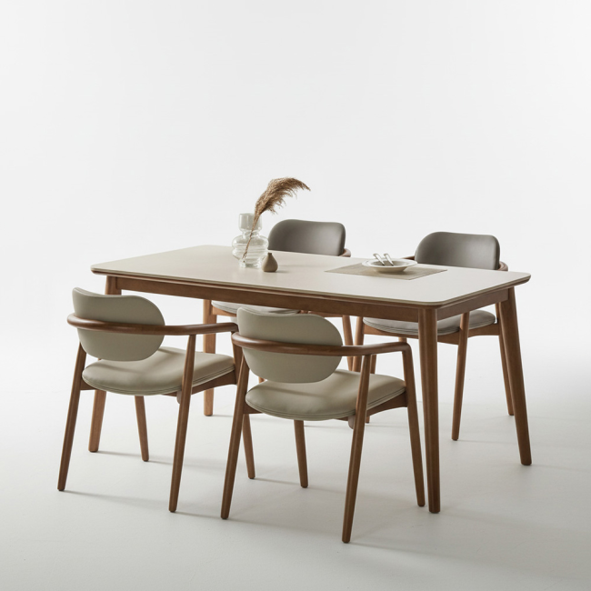 마르넬 포세린 세라믹 원목 4인 식탁세트(의자4개)