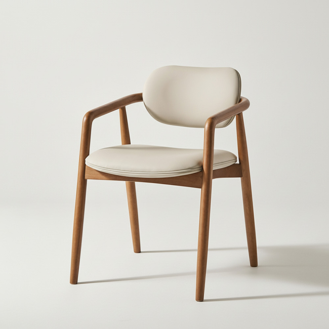 마르넬 원목 실리콘레더 식탁 의자