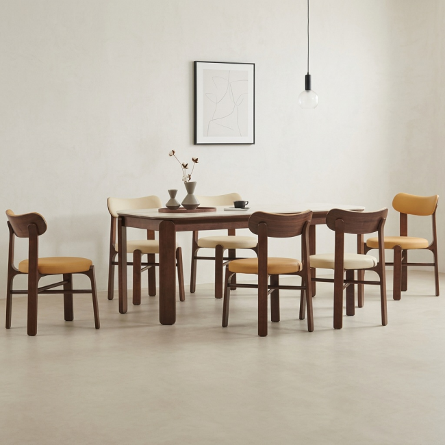 모네드 세라믹 원목 6인 식탁세트(의자6개)