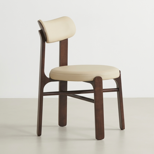 모네드 원목 가죽 식탁 의자