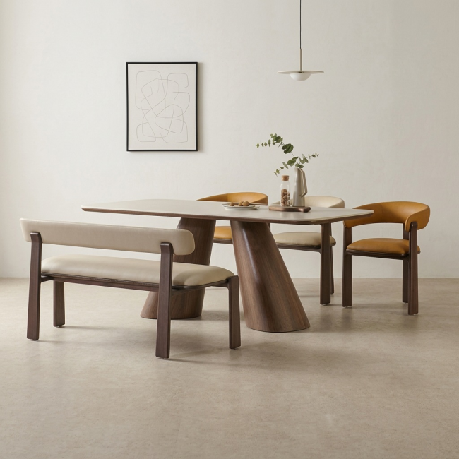 린아크 세라믹 6인 식탁세트(벤치1개+의자3개)