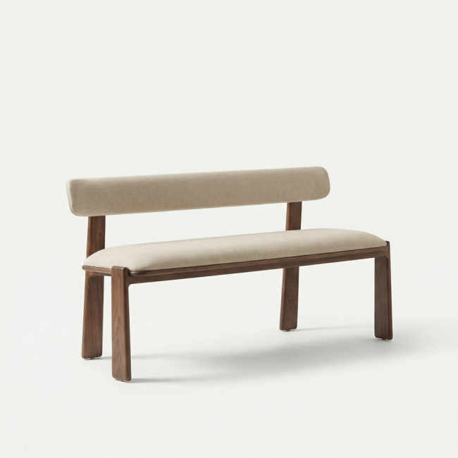 린아크 아시아월넛 원목 실리콘레더 1500 3인 벤치 의자