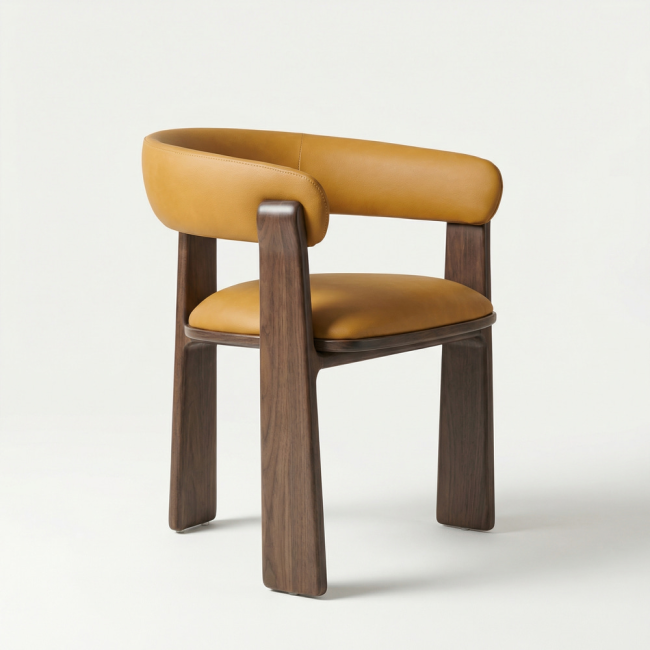 린아크 아시아월넛 원목 실리콘레더 식탁 의자