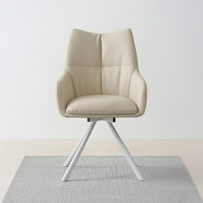 포레온 실리콘레더 가죽 회전 스틸 식탁 의자