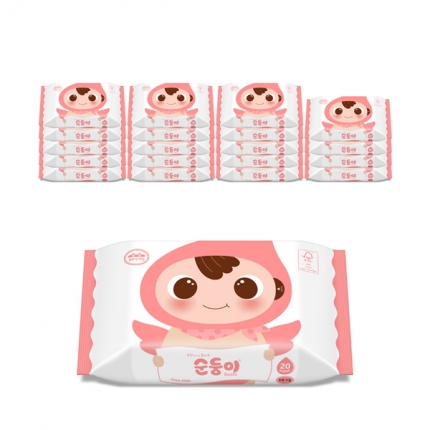 (유통기한 2025.9.2) 순둥이 베이직 무향 엠보싱 휴대 리필형 20매 20팩