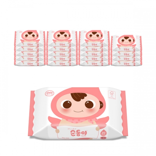 ★20% 할인★ (유통기한 2025.9.2) 순둥이 베이직 무향 엠보싱 휴대 리필형 20매 20팩