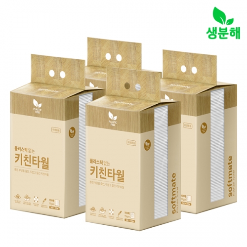 플라스틱 없는 키친타월 100매 4팩