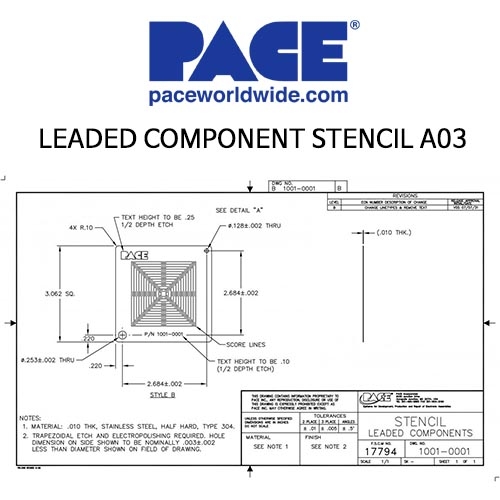 PACE 페이스 LEADED COMPONENT STENCIL A03 (1001-0001-P1)