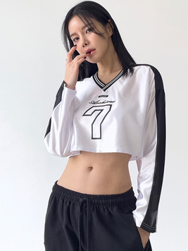 TOP(101276) 메탈 긴팔크롭티셔츠