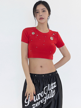 TOP(101268) 아일렛 스터드 크롭티