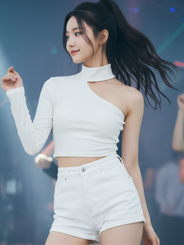 TOP(6167) 언발 오프 크롭티셔츠